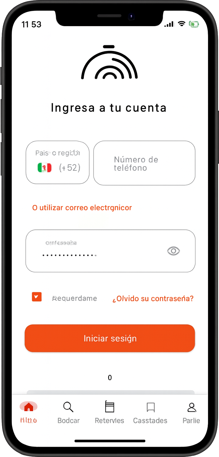 Pantalla de login en celular